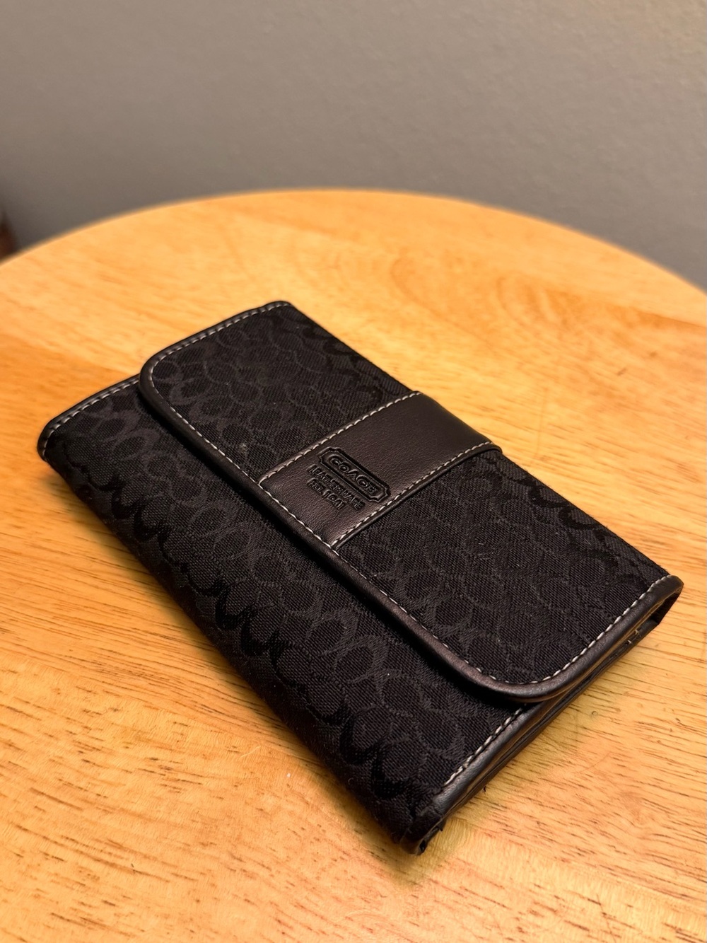 Coach Black Signature Canvas Card Holder Wallet
